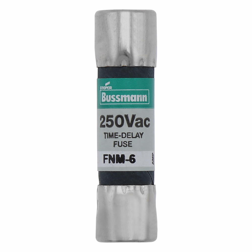 FNM-6 Fusetron  Time Delay Fuse, 6 A, 250 V AC, 200/10000 A Interrupt, Class: Supplemental, Cylindrical Body