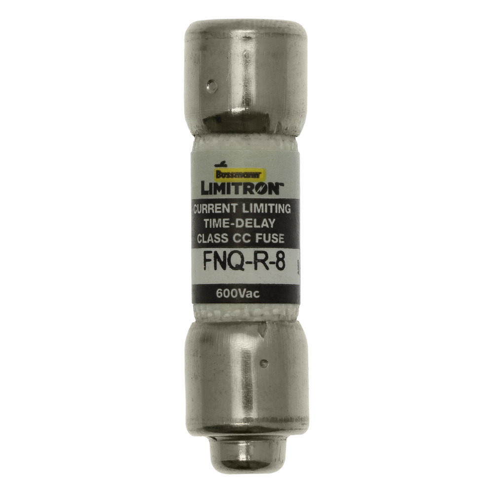 FNQ-R-8 CC-Tron Current Limiting Time Delay Fuse, 8 A, 600 V, 200 kAIC Interrupt, CC Class, Cylindrical Body