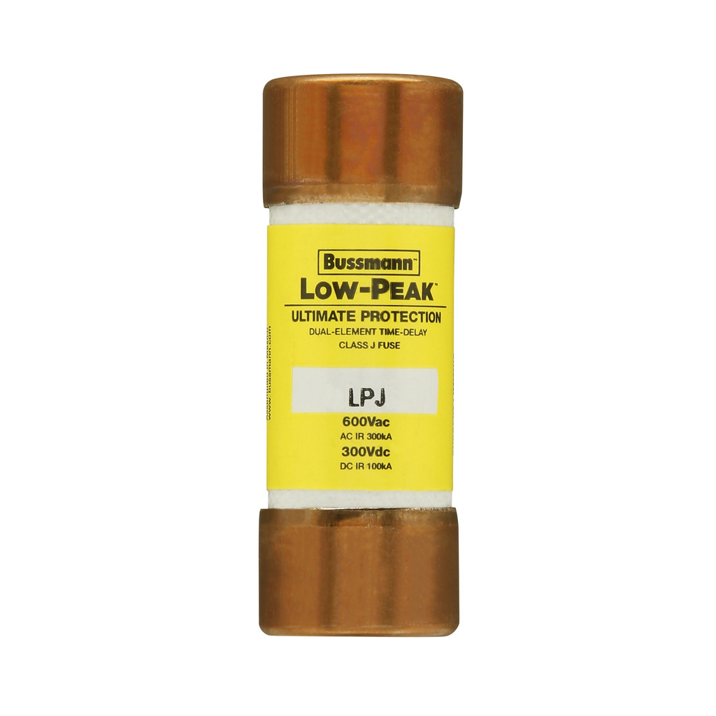 LPJ-2-1/2SP Low-Peak Current Limiting Time Delay Fuse, 2.5 A, 600 V AC/300 V DC, 300/100 kAIC Interrupt, J Class, Cylindrical Body