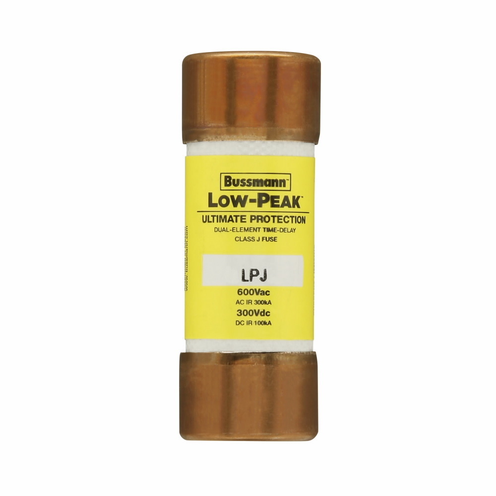 LPJ-2-1/4SP Low-Peak Current Limiting Time Delay Fuse, 2.25 A, 600 V AC/300 V DC, 100/300 kA Interrupt, J Class, Cylindrical Body