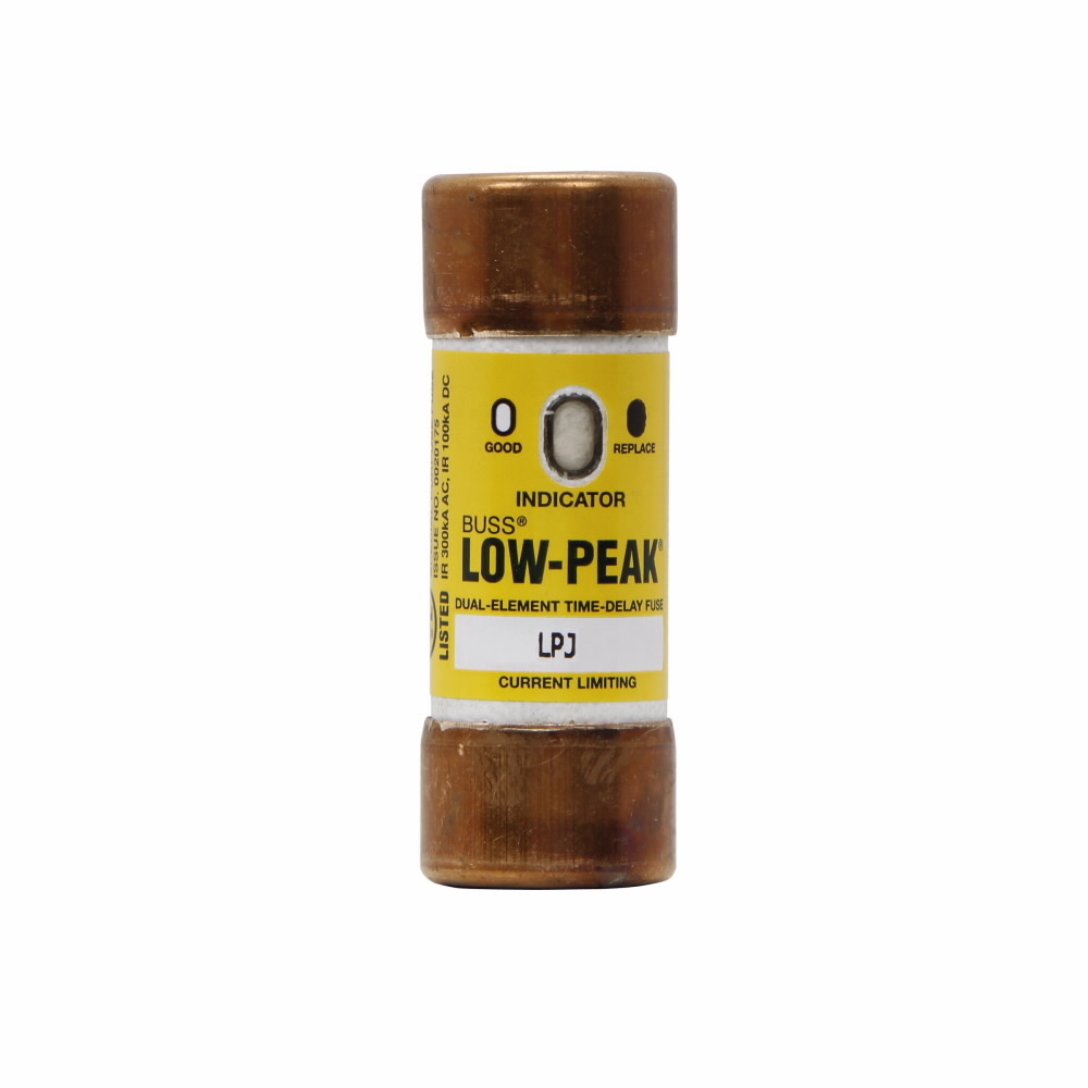 LPJ-30SPI Low-Peak Current Limiting Time Delay Fuse, 30 A, 600 V AC/300 V DC, 100/300 kA Interrupt, J Class, Cylindrical Body