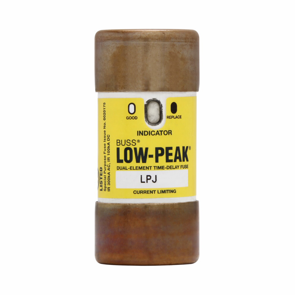 LPJ-50SPI Low-Peak Current Limiting Time Delay Fuse, 50 A, 600 V AC/300 V DC, 300/100 kAIC Interrupt, J Class, Cylindrical Body
