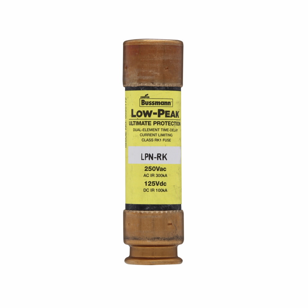 LPN-RK-40SP Low-Peak Current Limiting Time Delay Fuse, 40 A, 250 V AC/125 V DC, 300/100 kAIC Interrupt, RK1 Class, Cartridge Body
