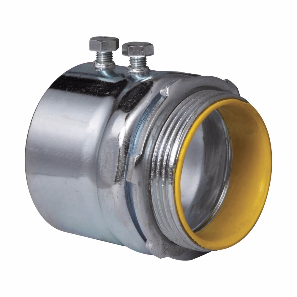 1454 Insulated Setscrew Straight Threaded Connector, 1-1/2 in Trade, For Use With Thin Wall EMT Conduits, Steel, Zinc Plated