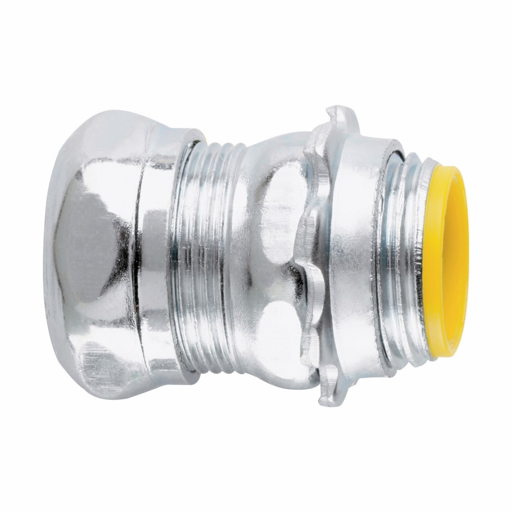 1655 Insulated Straight Compression Connector, 2 in Trade, For Use With EMT Conduit, Steel, Zinc Plated
