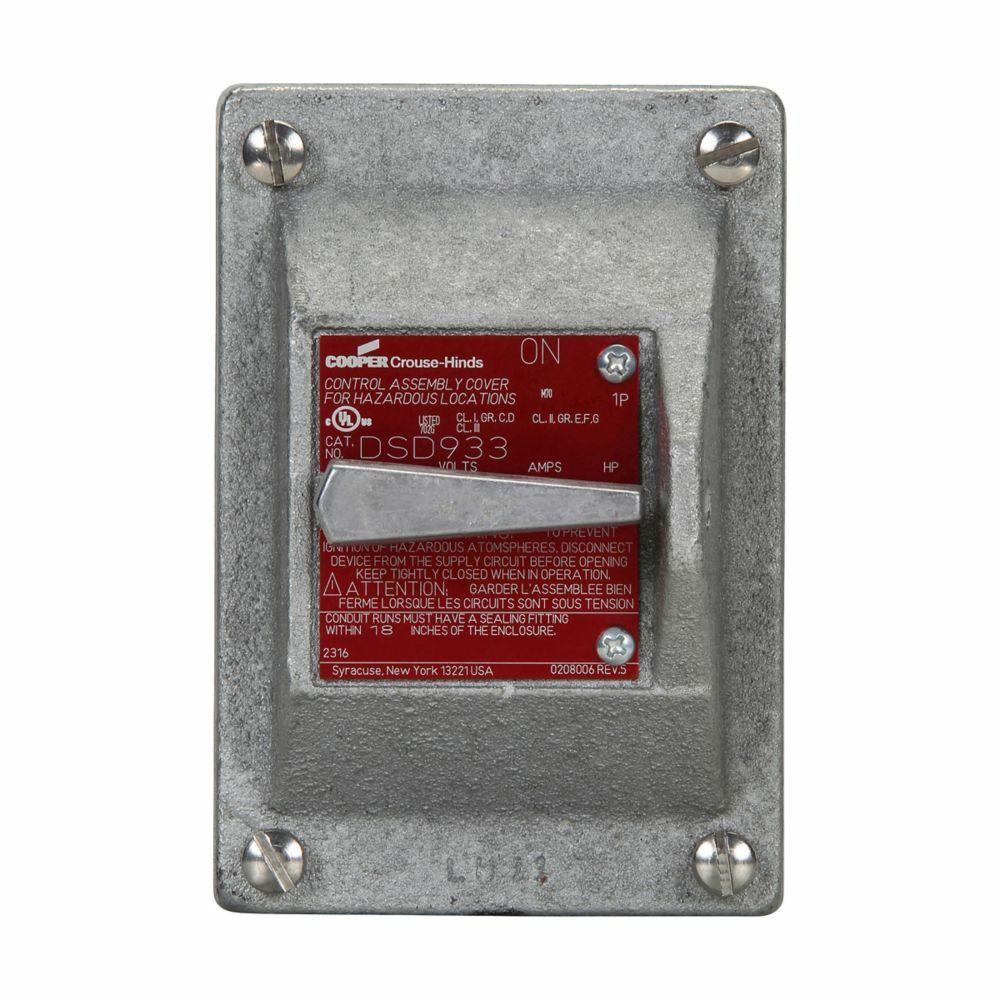 DSD933 Snap Switch Cover and Sub-Assembly Device, 120 to 277 VAC, 20 A, 3/7B/7C/7D/9E/9F/9G NEMA Rating