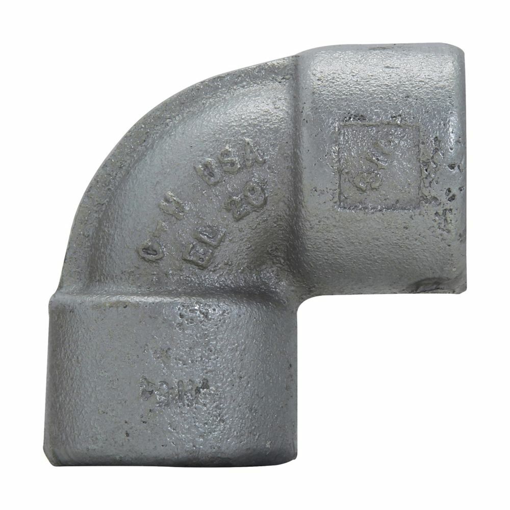 EL19 EL Series Female Conduit Elbow, 1/2 in Trade, 90 deg, Ductile Iron/Feraloy Iron Alloy, Aluminum Acrylic Painted/Electro-Galvanized
