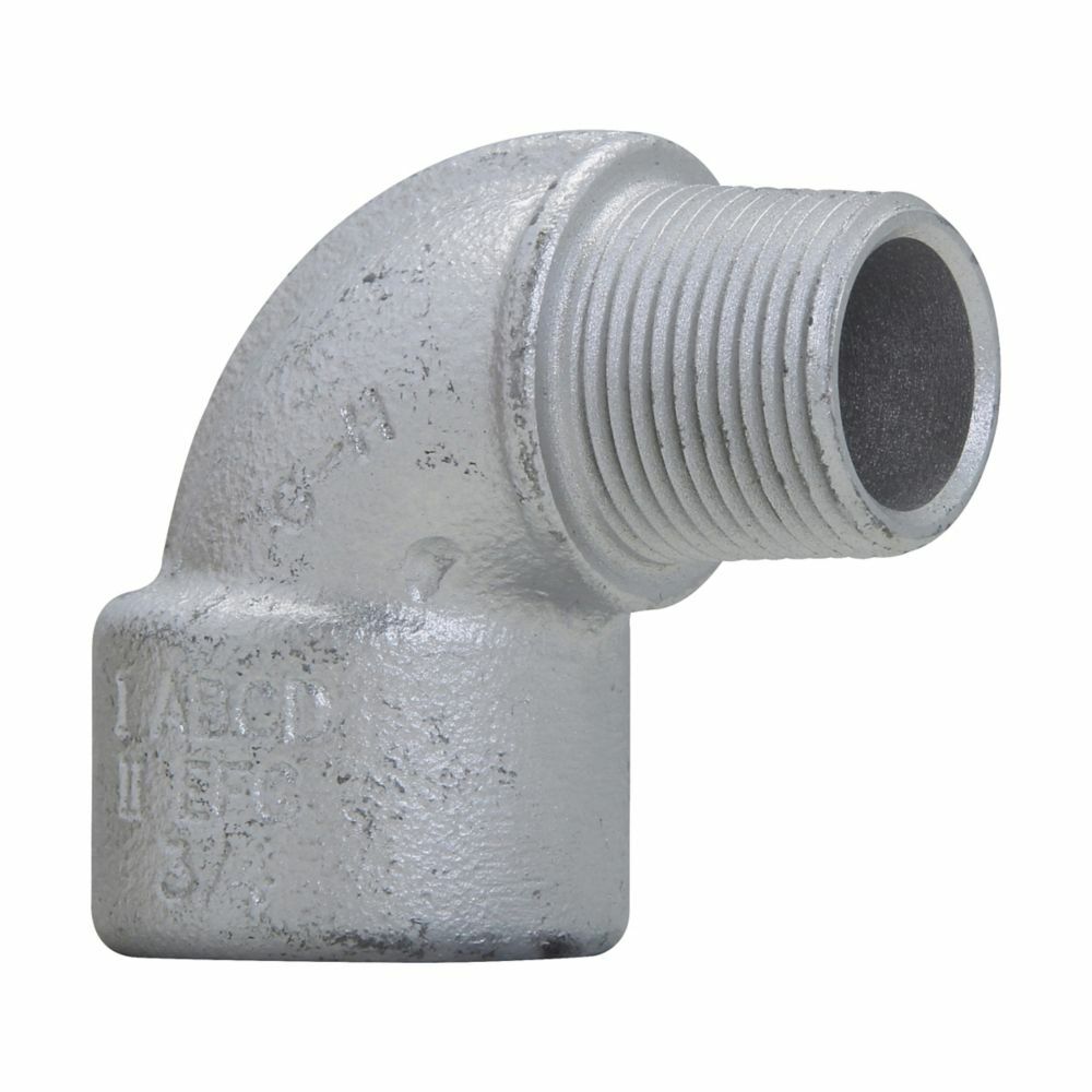EL196 EL Series Female x Male Conduit Elbow, 1/2 in Trade, 90 deg, Ductile Iron/Feraloy Iron Alloy, Aluminum Acrylic Painted/Electro-Galvanized