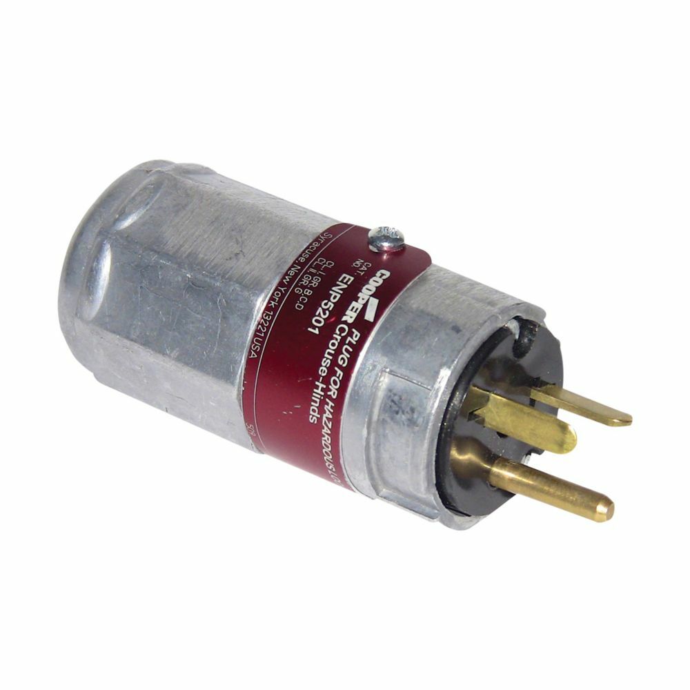 ENP5201 Arktite Grounding Style 1 Explosionproof Watertight Reverse Interior Pin and Sleeve Plug, 600 VAC, 250 VDC, 20 A, 3 Poles, 4 Wires