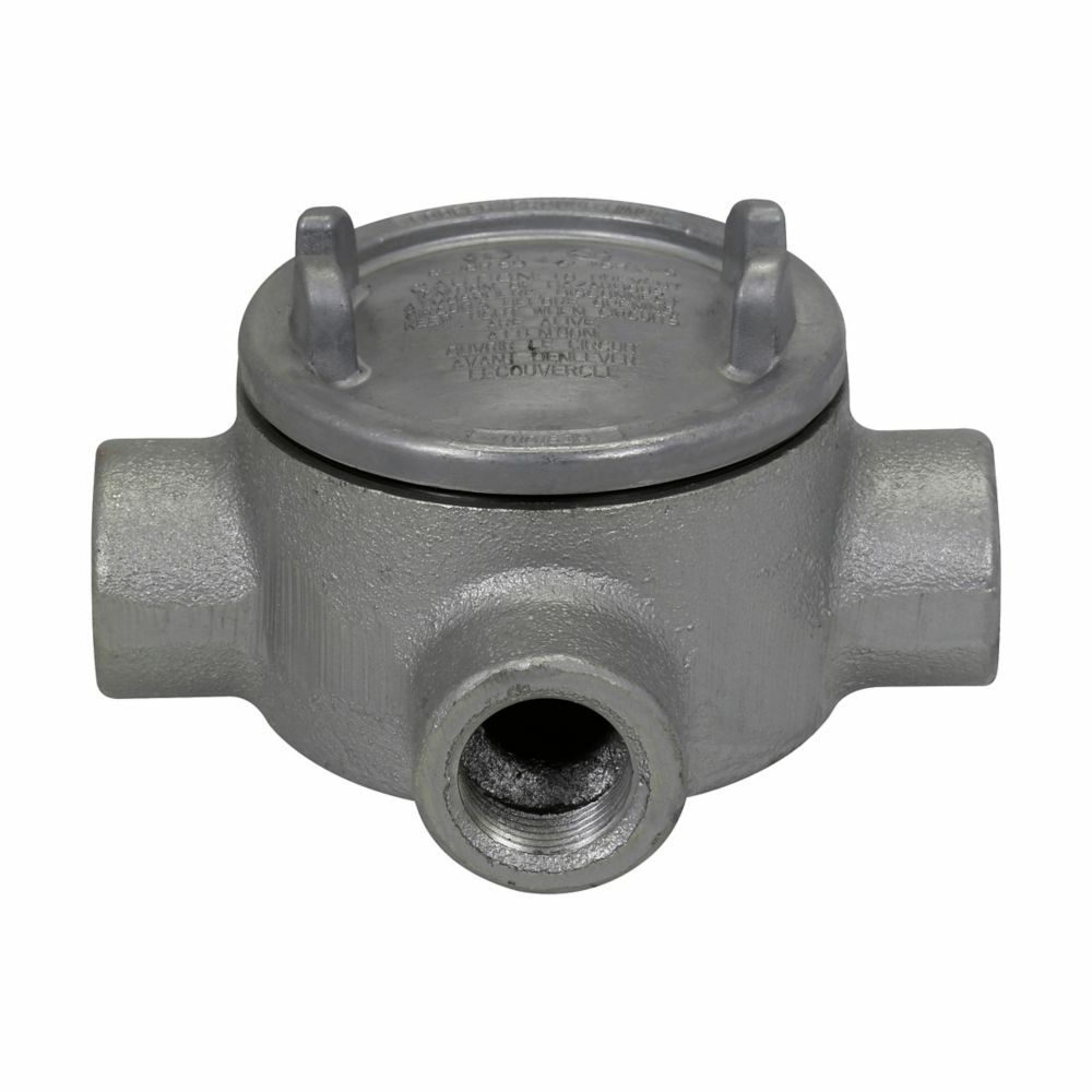 GUAW26SA Condulet Shape W Conduit Outlet Box With Cover, 3/4 in, 3 in Cover Opening, 13.5 cu-in Capacity, Natural