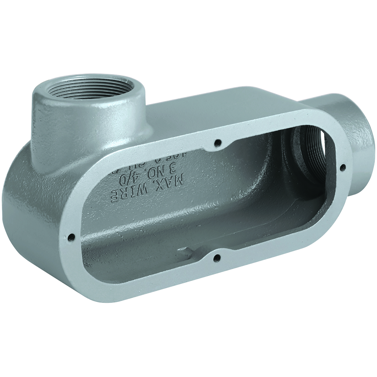 LL58 Condulet Type LL Conduit Outlet Body, 1-1/2 in Hub, 8 Form, Feraloy Iron Alloy, Aluminum Acrylic Painted/Electro-Galvanized