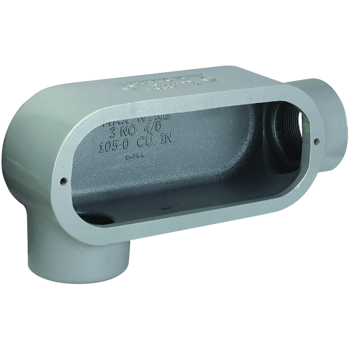 LR18 Condulet Type LR Conduit Outlet Body, 1/2 in Hub, 8 Form, Feraloy Iron Alloy, Aluminum Acrylic Painted/Electro-Galvanized
