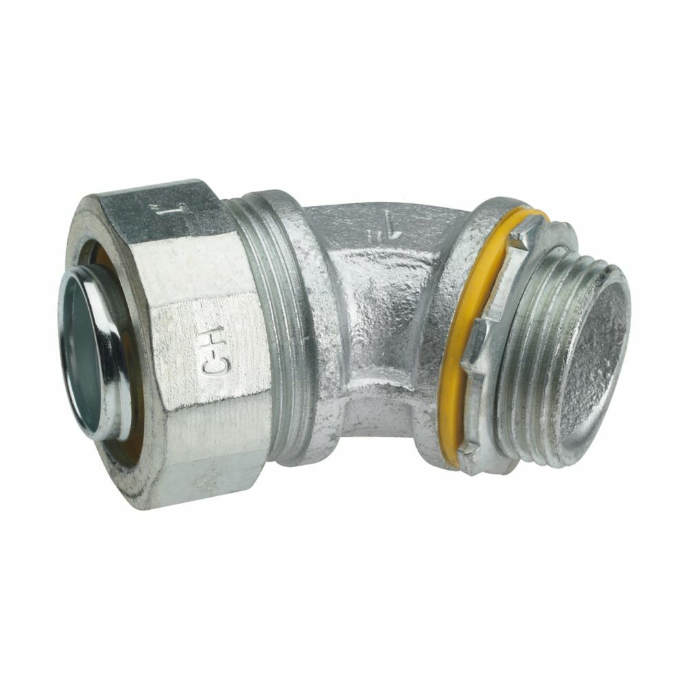 LT5045 Liquidator LT Series Non-Insulated Liquidtight Conduit Connector, 1/2 in Trade, 45 deg, Malleable Iron, Electro-Plated Zinc