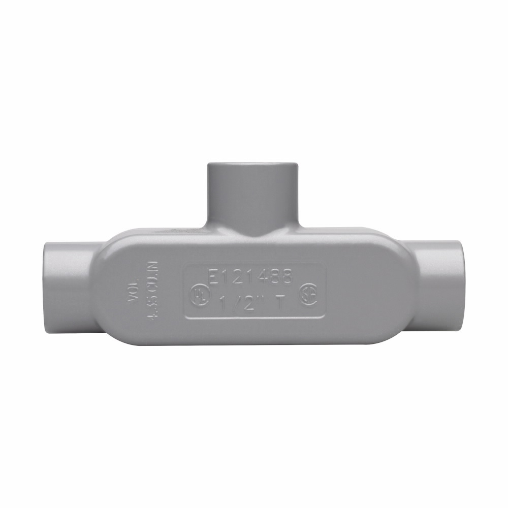 T15 Condulet Type T Conduit Outlet Body, 1/2 in Hub, 5 Form, 4.35 cu-in Capacity, Die Cast Copper-Free Aluminum, Epoxy Powder Coated