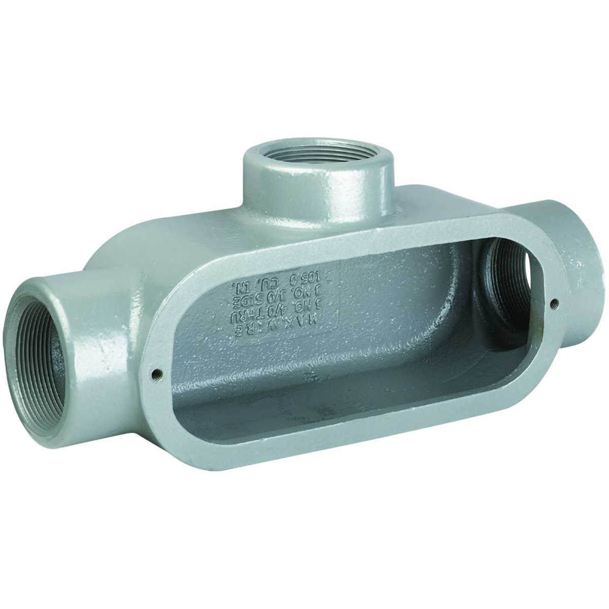 T448 Condulet Type T Conduit Outlet Body, 1-1/4 in Hub, 8 Form, 25 cu-in Capacity, Feraloy Iron Alloy, Aluminum Acrylic Painted/Electro-Galvanized