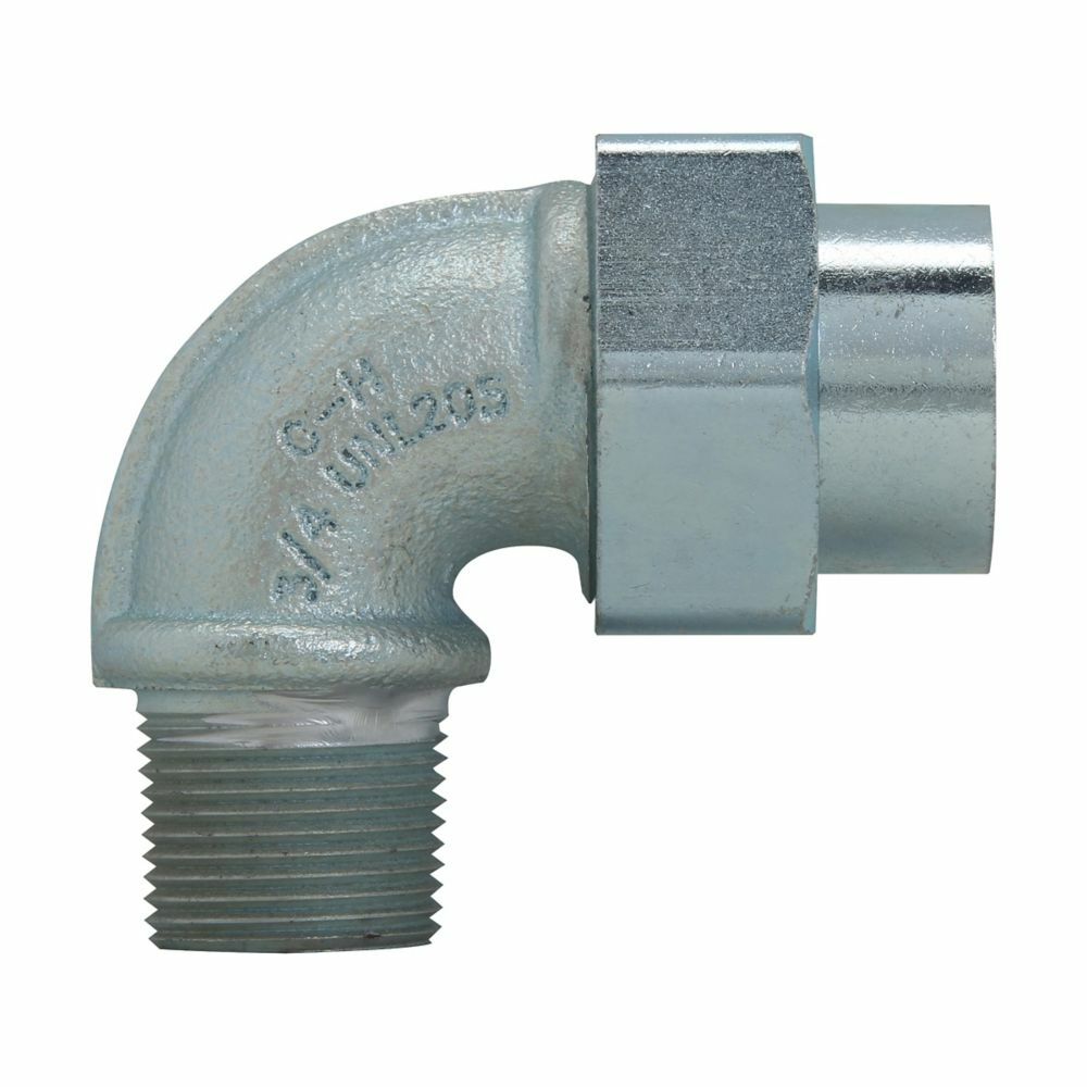 UNL105 Condulet Conduit Union, 1/2 in Trade, 90 deg, Feraloy Iron Alloy, Aluminum Acrylic Painted/Electro-Galvanized