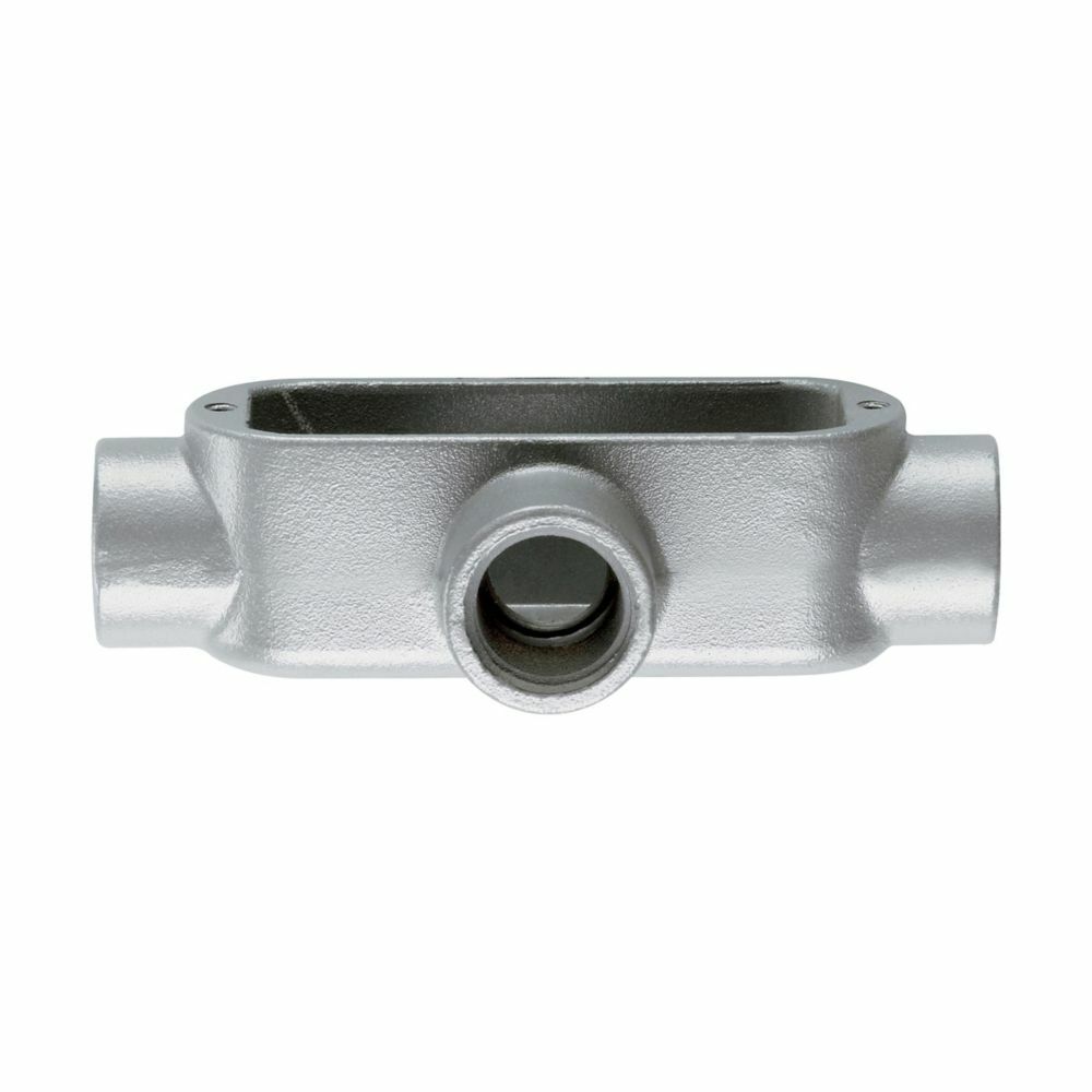 X75M Condulet Type X Conduit Outlet Body, 3/4 in Hub, 5 Form, 9.5 cu-in Capacity, Malleable Iron, Aluminum Acrylic Painted/Electro-Galvanized