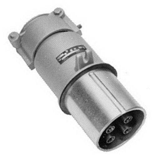 3-Phase Grounding Style 1 Pin and Sleeve Plug, 250/600 VAC/VDC, 200 A, 4 Poles, 4 Wires