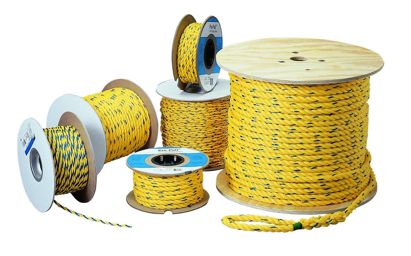 31-841 Pro-Pull Pull Rope, 1/4 in Dia x 1000 ft L, Blue/Yellow, Polypropylene