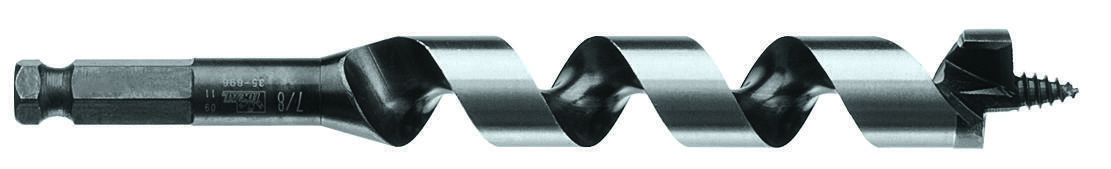 35-815 Nailbiter Premium Short Ship Auger Bit, 1 in Dia, 7-1/2 in OAL, 5 in L Helical Flute, 7/16 in Shank
