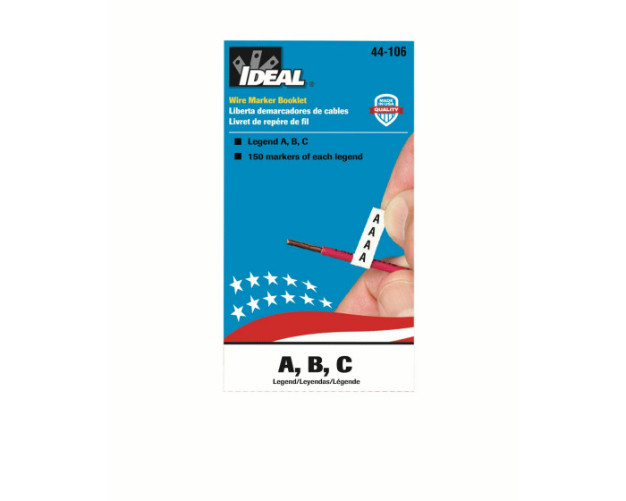44-106 Pre-Printed Wire Marker Booklet, 1-1/2 in L x 1/4 in W, Black/White, Plastic Impregnated Cloth