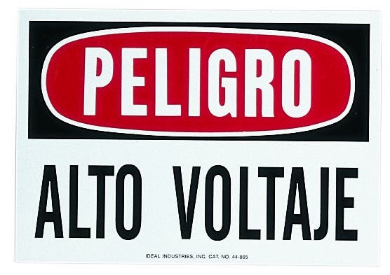 44-865 Self-Sticking Safety Sign, DANGER, 10 in H x 7 in W, Polyester, Adhesive Mount
