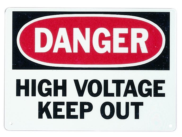 44-880 Danger Sign, DANGER, 14 in H x 10 in W, Fiberglass