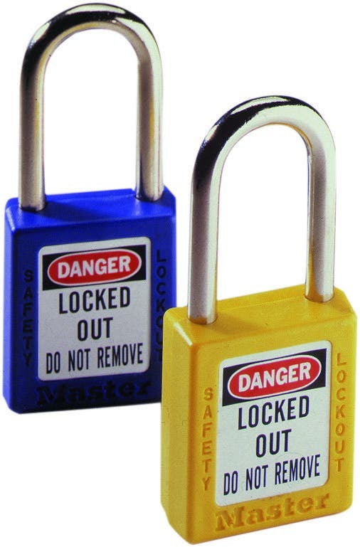 44-918 Safety Lockout Padlock, Alike/Master Key, Yellow, Xenoy Body, 1/4 in Dia x 1-1/2 in H