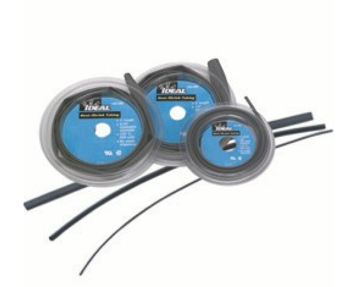 46-313 Thermo-Shrink Flexible Heat Shrink Tubing, 0.205 in ID Expanded, 0.094 in ID Recovered, 0.02 in THK Wall Recovered, 6 in L, Polyolefin, Black
