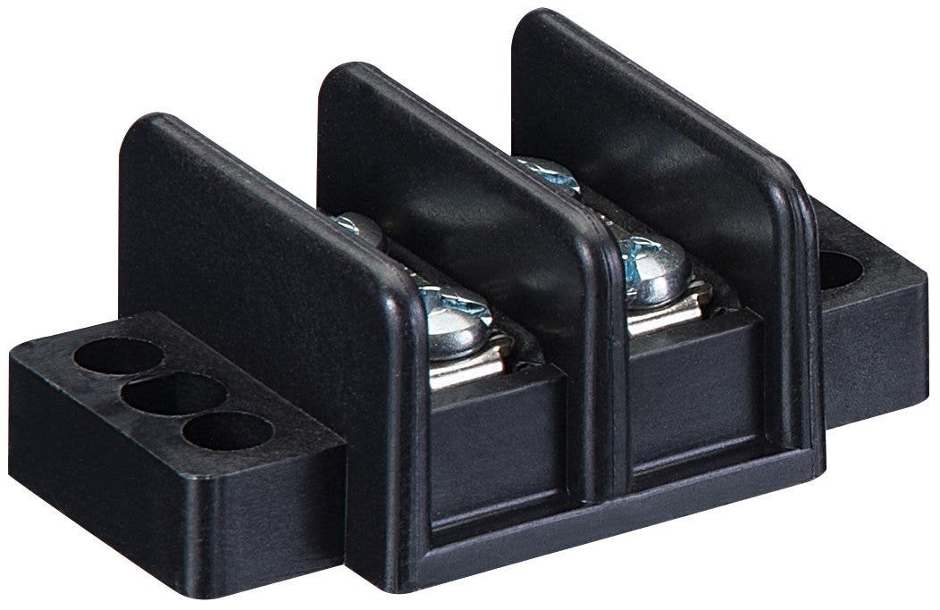 89-204 1-Piece 1-Stage Heavy Duty Terminal Strip, 600 V AC, 30 A, 22 to 10 AWG Wire, Black