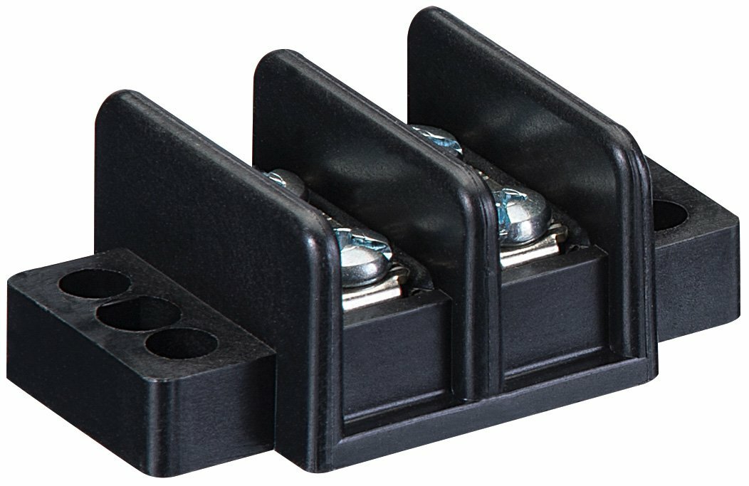 89-210 1-Piece 1-Stage Heavy Duty Terminal Strip, 600 V AC, 30 A, 22 to 10 AWG Wire, Black