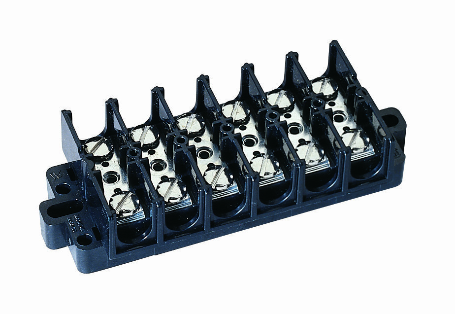 89-508 Double Row Terminal Strip, 600 V AC, 60 A, 22 to 6 AWG Wire