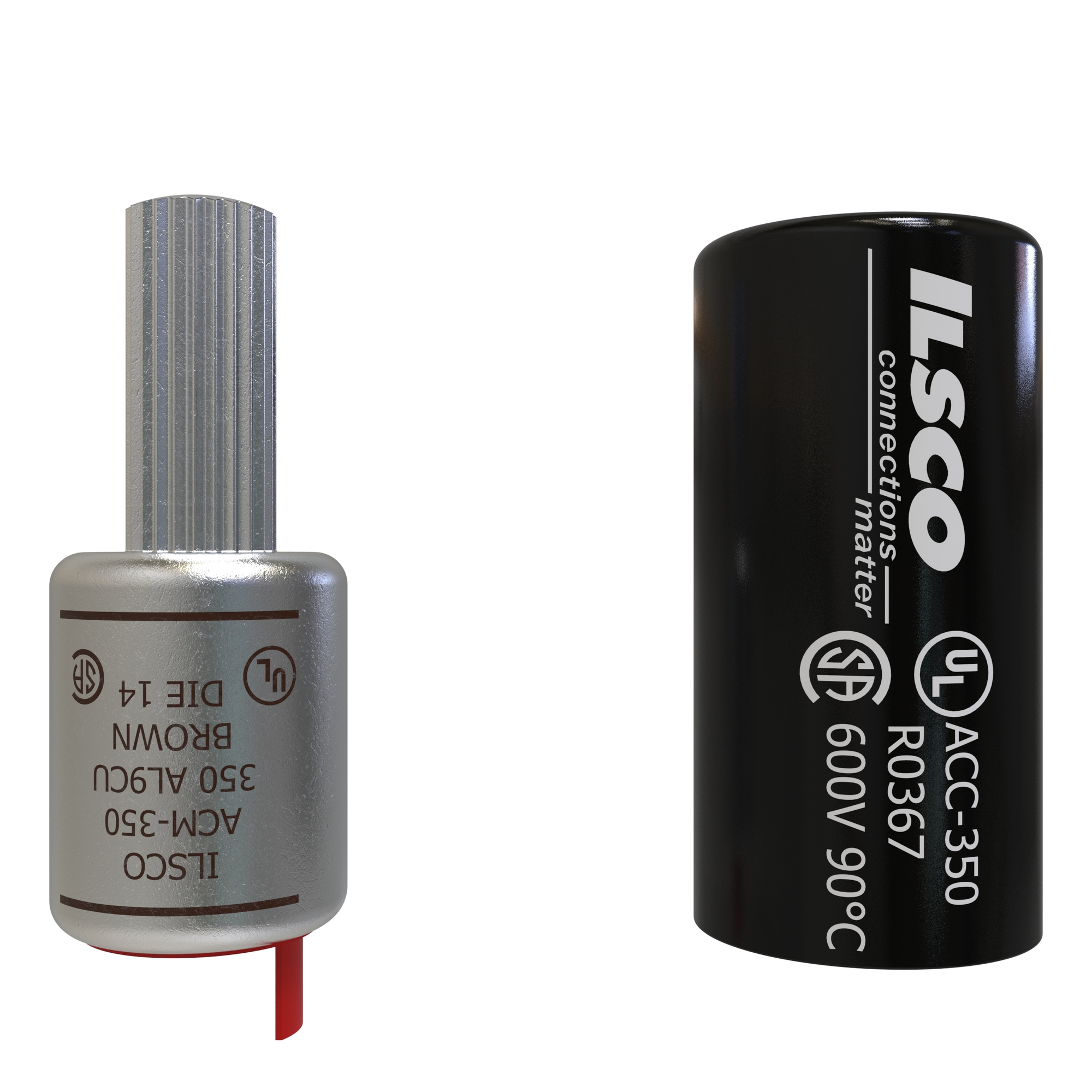 ACM-350 ClearChoice Dual Rated Pigtail Adapter With Insulating Cover, 350 kcmil Conductor, Die Code: 14, 0.57 in Dia x 1.34 in L Pin, Aluminum