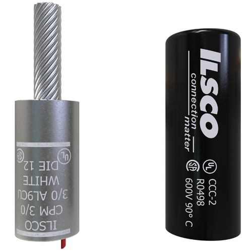 CPM-3/0 ClearChoice Dual Rated Pigtail Adapter With Insulating Cover, 3/0 AWG Conductor, Die Code: 12, 0.373 in Dia x 1-3/8 in L Pin, Aluminum/Copper