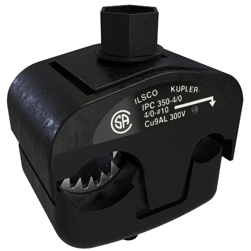 IPC-350-4/0 KUP-L-Tap Type IPC Dual Rated Insulation Piercing Connector, 4/0 AWG to 350 kcmil Aluminum/Copper Conductor, 5/8 in, Copper