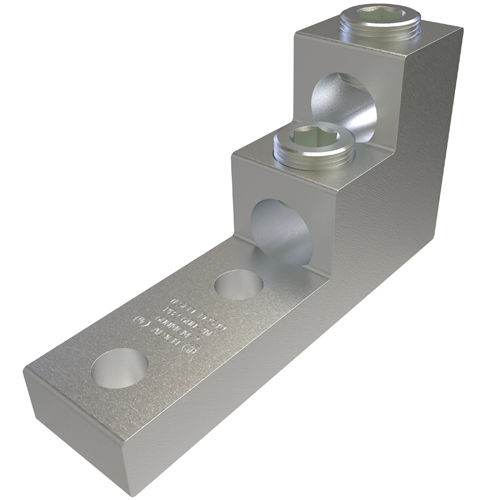 PB2-600-2N ClearChoice Type PB Dual Rated Panelboard Stack Lug, 2 AWG to 600 kcmil, 1/2 in Bolt/Stud, 1-3/4 in Hole Spacing, For Use With Aluminum or Copper Conductor