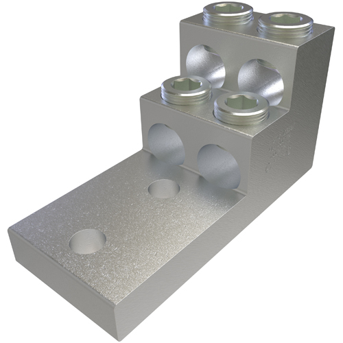 PB4-600-2N ClearChoice Type PB Dual Rated Panelboard Stack Lug, 2 AWG to 600 kcmil, 1/2 in Bolt/Stud, 1-3/4 in Hole Spacing, For Use With Aluminum or Copper Conductor