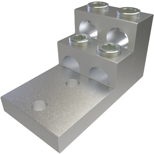 PB4-750-2N ClearChoice Type PB Dual Rated Panelboard Stack Lug, 1/0 AWG to 750 kcmil, 1/2 in Bolt/Stud, 1-3/4 in Hole Spacing, For Use With Aluminum or Copper Conductor