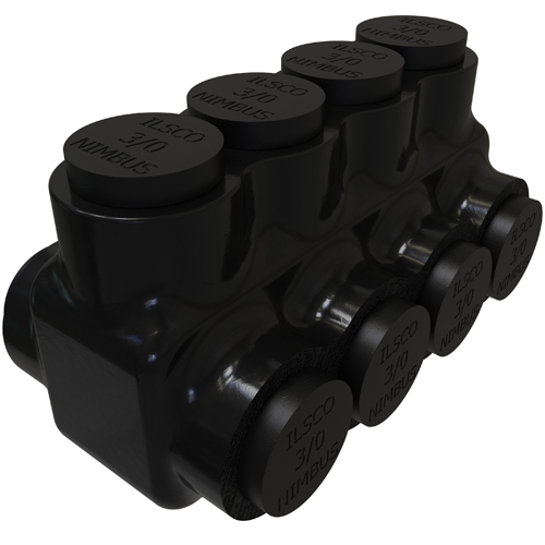 PBTD-4-3/0 NIMBUS Type PBTD 2-Sided Entry 4-Port Dual Rated Insulated Multi-Tap Connector, Aluminum/Copper Conductor, Aluminum