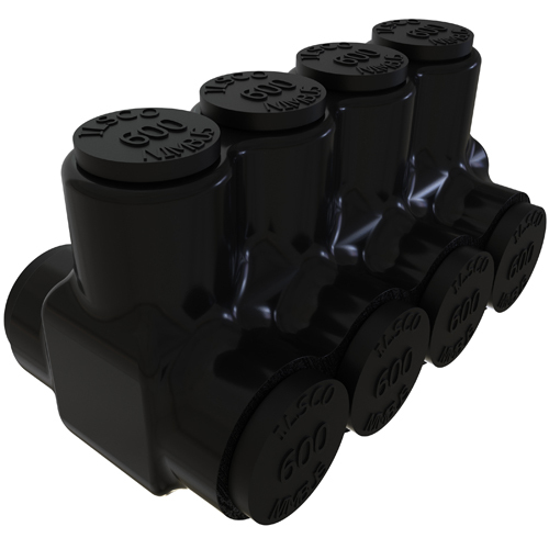 PBTD-4-500 NIMBUS Type PBTD 2-Sided Entry 4-Port Dual Rated Insulated Multi-Tap Connector, Aluminum/Copper Conductor, Aluminum