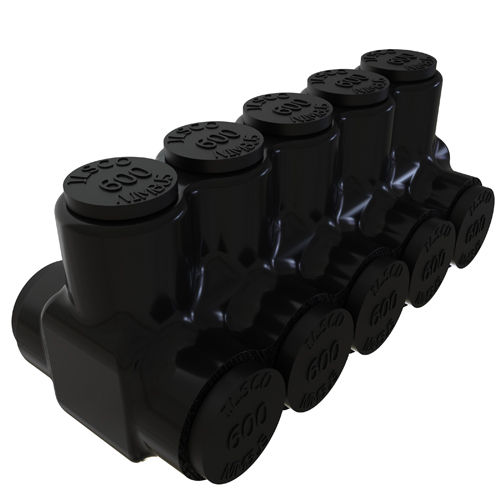 PBTD-5-500 NIMBUS Type PBTD 2-Sided Entry 5-Port Dual Rated Insulated Multi-Tap Connector, Aluminum/Copper Conductor, Aluminum