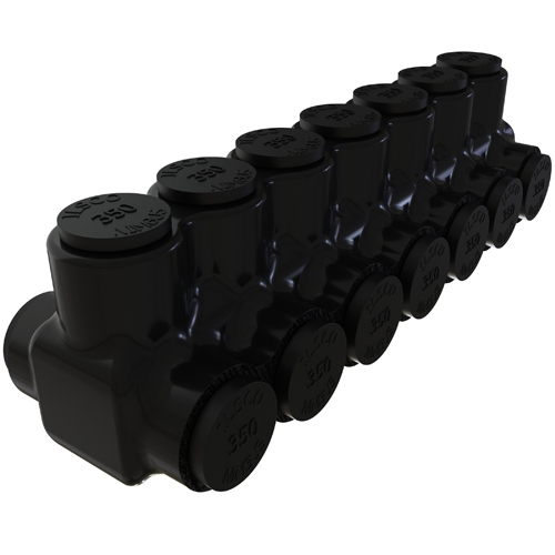 PBTD-7-350 NIMBUS 7-Port Type PBTD Dual Sided Entry Insulated Multi-Tap Connector, 6 AWG to 350 kcmil Aluminum/Copper Conductor