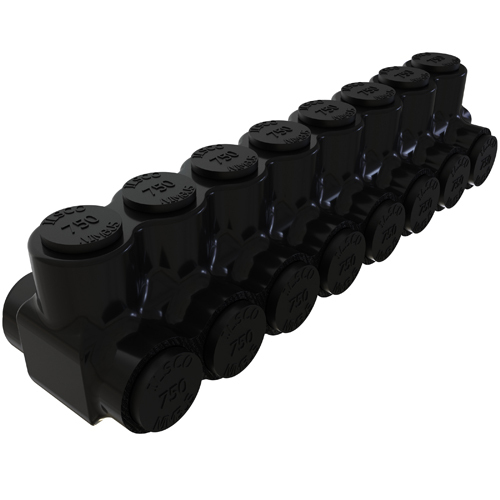 PBTD-8-750 NIMBUS Type PBTD 2-Sided Entry 8-Port Dual Rated Insulated Multi-Tap Connector, Aluminum/Copper Conductor, Aluminum