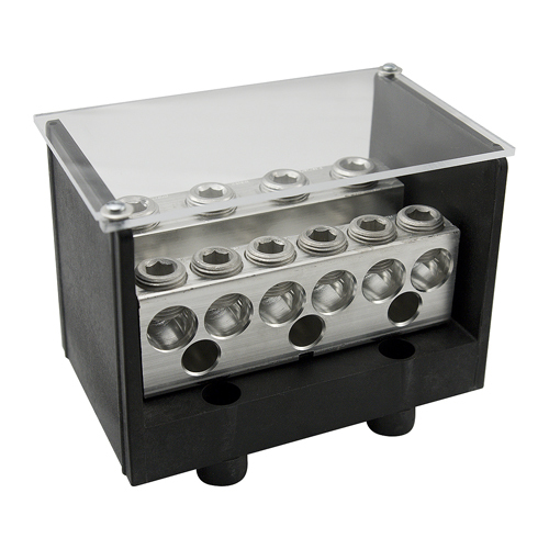PDB-14-500-1 ClearChoice Type PDB Dual Rated Power Distribution Block, 600 V AC, 380 A, 1 Pole, 4 AWG to 500 kcmil, 14 to 2/0 AWG Wire, Aluminum Alloy