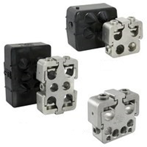 PTA2-500-500-W/C ClearChoice Type PTA 2-Conductor Dual Rated Lay-In Multi-Tap Connector With Insulating Cover, Aluminum/Copper Conductor, 250 to 500 kcmil Run/Main, 4 AWG to 500 kcmil Tap, Aluminum
