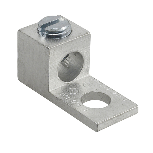 TA-2 ClearChoice Dual-Rated Mechanical Lug, 14 to 2 AWG Aluminum/Copper Conductor, 1/4 in Stud, 1 Bolt Holes, Aluminum
