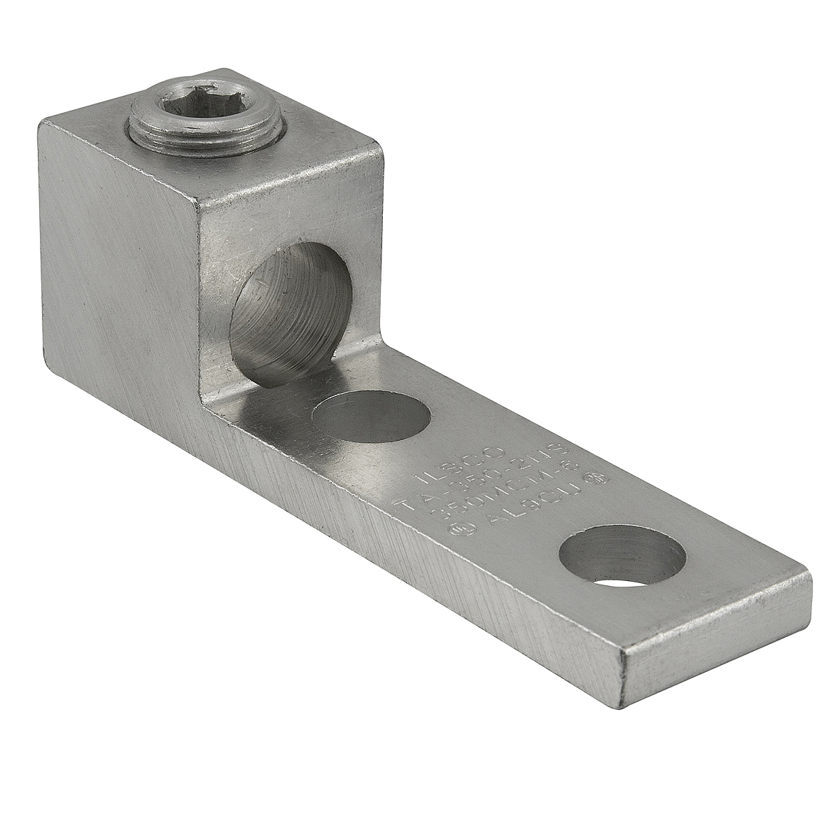 TA-800-2NS ClearChoice 1-Conductor Dual Rated Mechanical Terminal Lug, 300 to 800 kcmil Aluminum/Copper Conductor, 1/2 in Stud, 1 Bolt Hole, 6061-T6 Aluminum Alloy