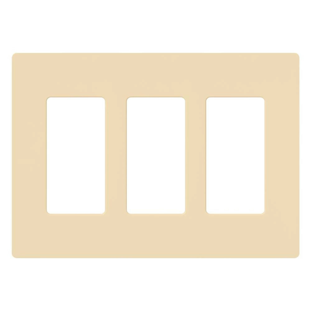 CW-3-IV Claro Wall Plate for Decorator/Designer Paddle Switches and Dimmers, 3 Gang, Gloss, Ivory