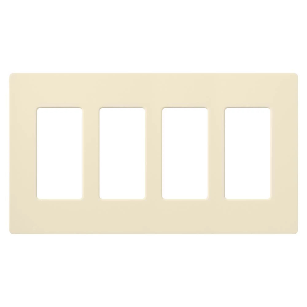 CW-4-AL Claro Wall Plate for Decorator/Designer Paddle Switches and Dimmers, 4 Gang, Gloss, Almond