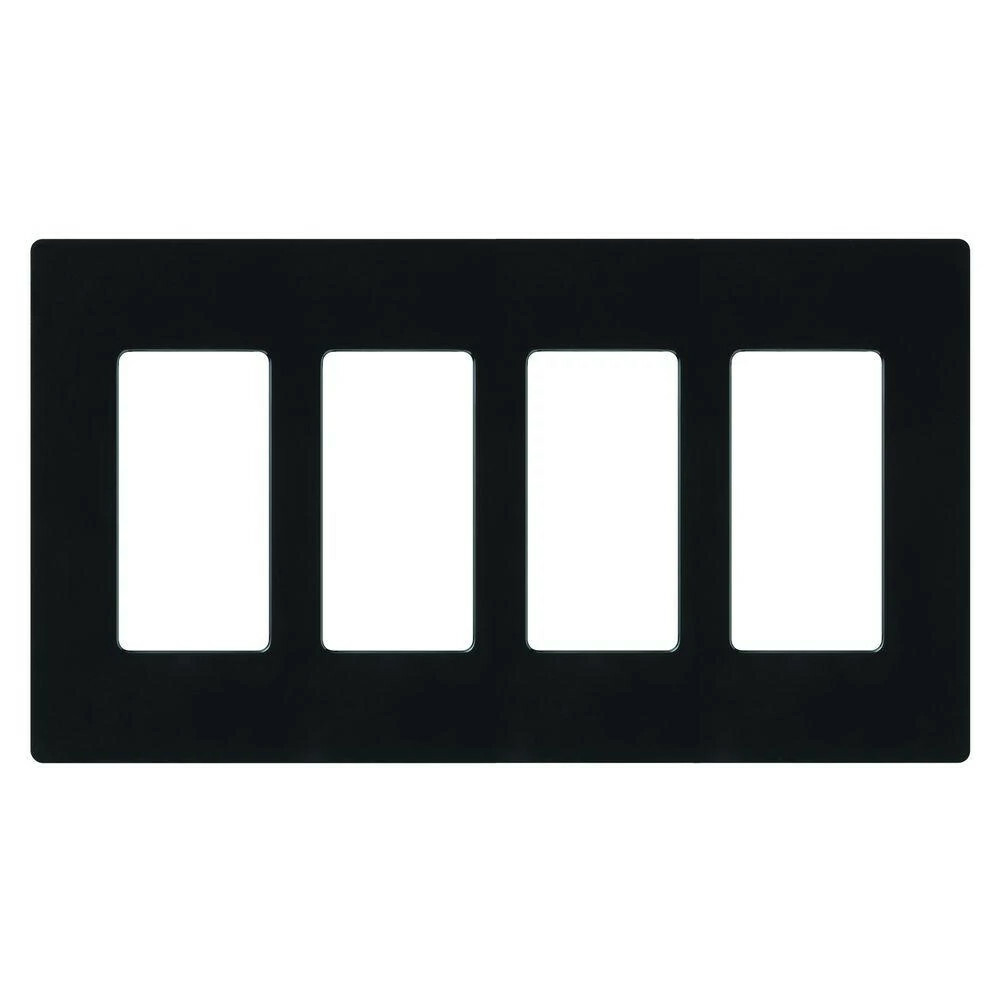 CW-4-BL Claro Wall Plate for Decorator/Designer Paddle Switches and Dimmers, 4 Gang, Gloss, Black